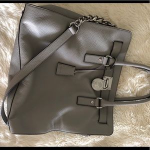 Large Grey Leather & Silver Michael Kors